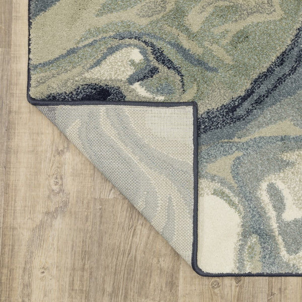 Oriental Weavers Seneca SE10A Industrial/Contemporary Abstract Polypropylene Indoor Area Rug Blue/ Sage 9'10" x 12'10" SSE10A300390ST