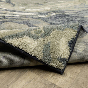 Oriental Weavers Seneca SE10A Industrial/Contemporary Abstract Polypropylene Indoor Area Rug Blue/ Sage 9'10" x 12'10" SSE10A300390ST