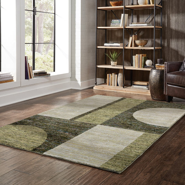 Oriental Weavers Strada STR05 Contemporary/Art-deco Geometric Nylon, Polypropylene Indoor Area Rug Gold/ Green 10' x 13'2" SSTR05305400ST