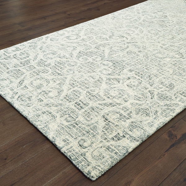 Oriental Weavers Tallavera 55602 Transitional/Global Geometric Wool Indoor Area Rug Grey/ Ivory 10' x 13' T55602305396ST
