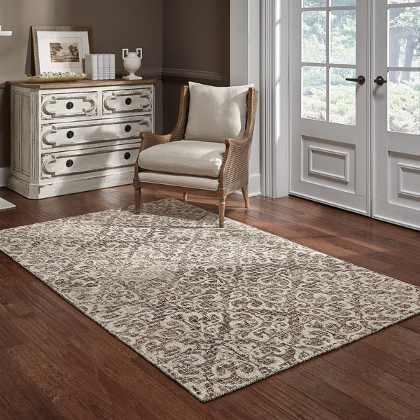 Oriental Weavers Tallavera 55607 Transitional/Global Floral Wool Indoor Area Rug Brown/ Ivory 10' x 13' T55607305396ST