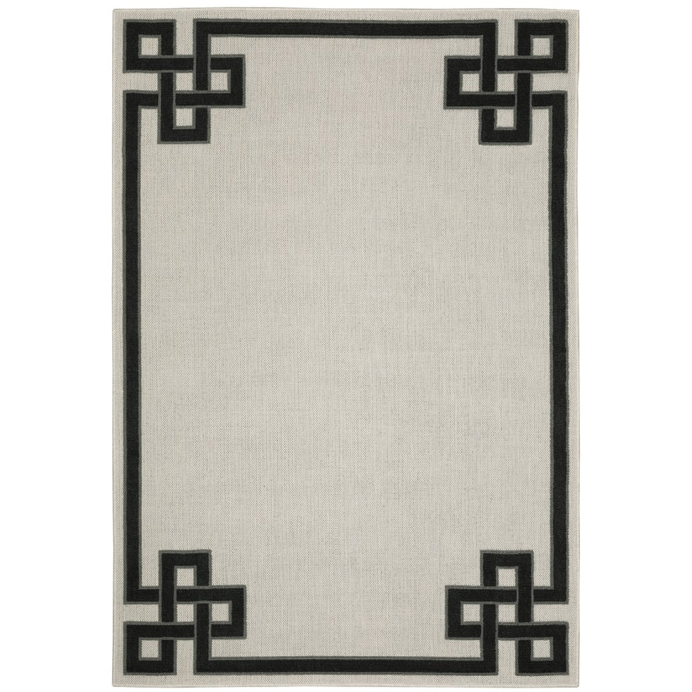 Oriental Weavers Torrey 1530I Casual/Classic Border Polypropylene Indoor/Outdoor Area Rug Light Grey/ Black 9'10" x 12'10" T1530I300390ST