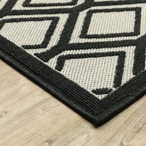 Oriental Weavers Torrey 4151G Casual/Classic Geometric Polypropylene Indoor/Outdoor Area Rug Light Grey/ Black 9'10" x 12'10" T4151G300390ST