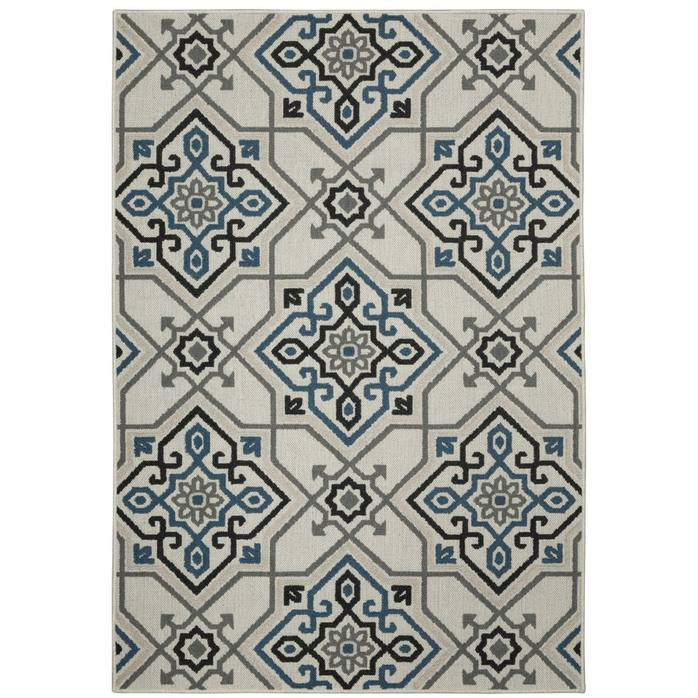 Oriental Weavers Torrey 004Y1 Global/Casual Geometric Polypropylene Indoor/Outdoor Area Rug Light Grey/ Blue 9'10" x 12'10" T004Y1300390ST