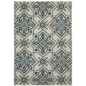 Oriental Weavers Torrey 004Y1 Global/Casual Geometric Polypropylene Indoor/Outdoor Area Rug Light Grey/ Blue 9'10" x 12'10" T004Y1300390ST