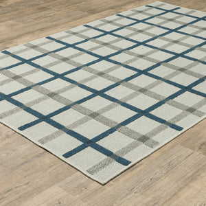 Oriental Weavers Torrey 7150H Casual/ Geometric Polypropylene Indoor/Outdoor Area Rug Light Grey/ Blue 9'10" x 12'10" T7150H300390ST