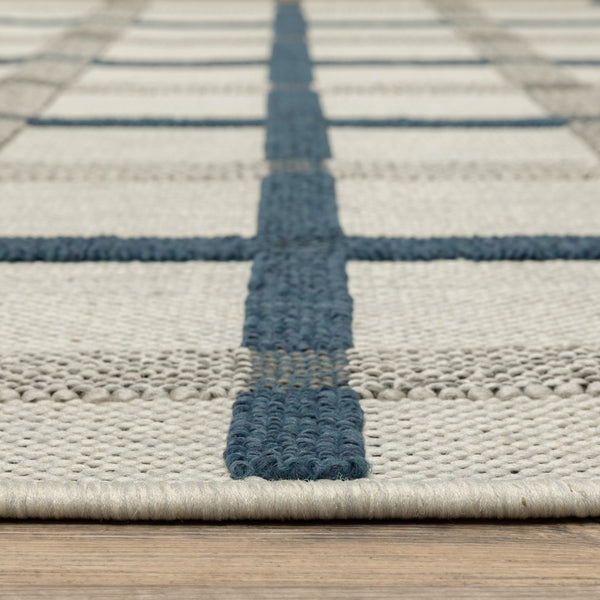 Oriental Weavers Torrey 7150H Casual/ Geometric Polypropylene Indoor/Outdoor Area Rug Light Grey/ Blue 9'10" x 12'10" T7150H300390ST