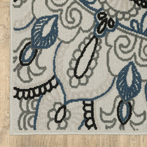 Oriental Weavers Torrey 072J1 Bohemian/Global Medallion Polypropylene Indoor/Outdoor Area Rug Light Grey/ Blue 9'10" x 12'10" T072J1300390ST