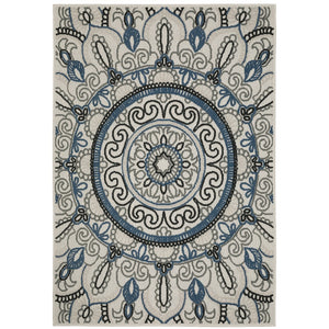 Oriental Weavers Torrey 072J1 Bohemian/Global Medallion Polypropylene Indoor/Outdoor Area Rug Light Grey/ Blue 9'10" x 12'10" T072J1300390ST