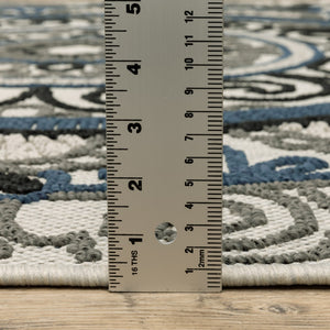 Oriental Weavers Torrey 072J1 Bohemian/Global Medallion Polypropylene Indoor/Outdoor Area Rug Light Grey/ Blue 9'10" x 12'10" T072J1300390ST