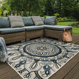 Oriental Weavers Torrey 072J1 Bohemian/Global Medallion Polypropylene Indoor/Outdoor Area Rug Light Grey/ Blue 9'10" x 12'10" T072J1300390ST