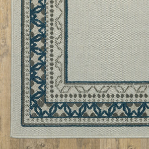 Oriental Weavers Torrey 8020W Traditional/Casual Border Polypropylene Indoor/Outdoor Area Rug Light Grey/ Blue 9'10" x 12'10" T8020W300390ST