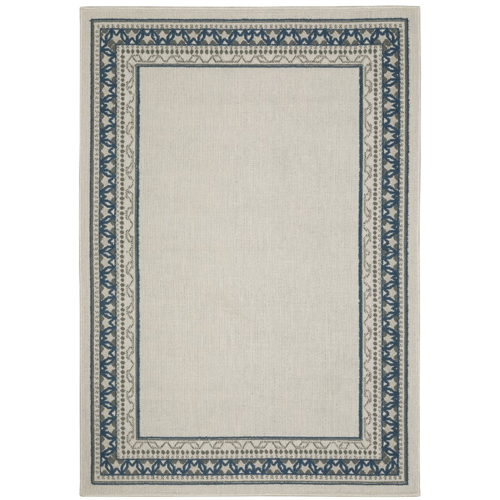 Oriental Weavers Torrey 8020W Traditional/Casual Border Polypropylene Indoor/Outdoor Area Rug Light Grey/ Blue 9'10" x 12'10" T8020W300390ST