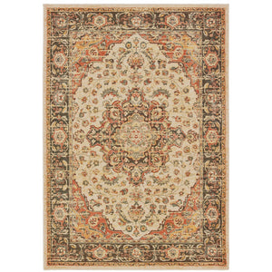 Oriental Weavers Toscana 9551A Traditional/Global Oriental Nylon, Polypropylene Indoor Area Rug Ivory/ Orange 9'10" x 12'10" T9551A300390ST