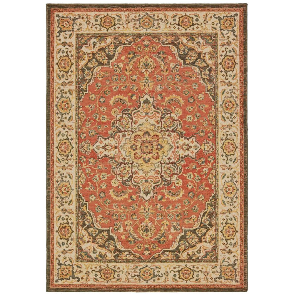 Oriental Weavers Toscana 9551B Traditional/Global Oriental Nylon, Polypropylene Indoor Area Rug Orange/ Ivory 9'10" x 12'10" T9551B300390ST