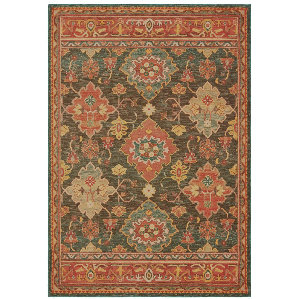 Oriental Weavers Toscana 9570B Traditional/Global Oriental Nylon, Polypropylene Indoor Area Rug Charcoal/ Orange 9'10" x 12'10" T9570B300390ST