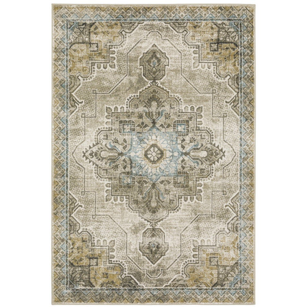 Oriental Weavers Venice 1104W Traditional/Bohemian Oriental Polypropylene Indoor Area Rug Grey/ Blue 9'10" x 12'10" V1104W300390ST