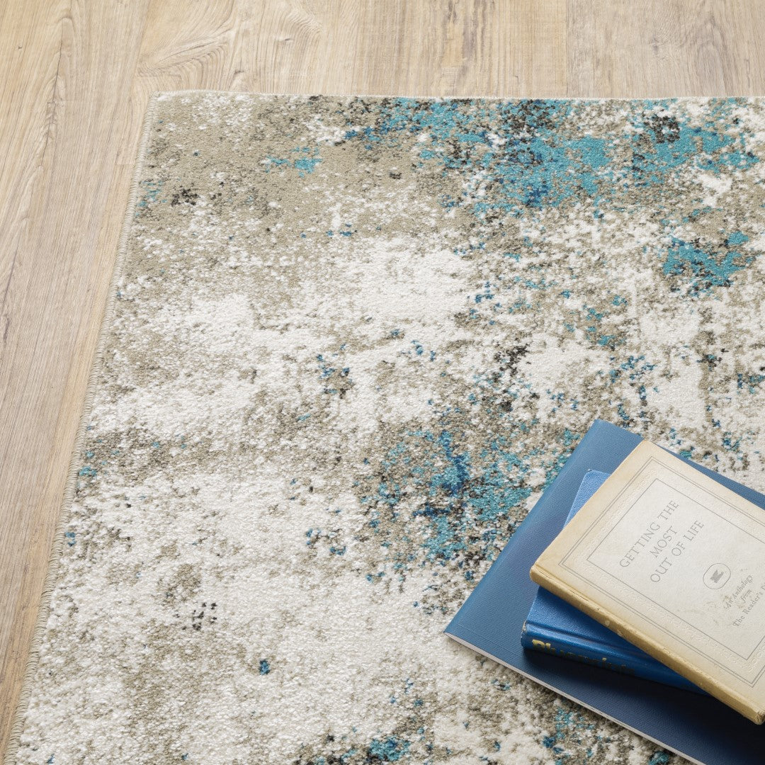 Oriental Weavers Venice 4332U Contemporary/Industrial Abstract Polypropylene Indoor Area Rug Blue/ Grey 9'10" x 12'10" V4332U300390ST