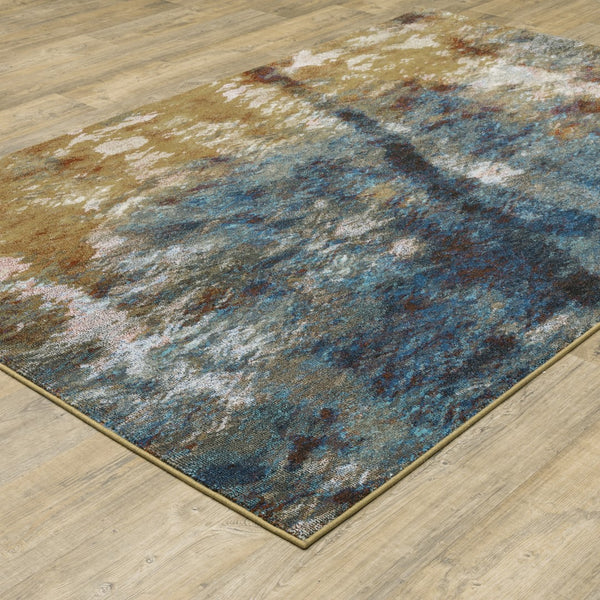 Oriental Weavers Venice 8123X Contemporary/Industrial Abstract Polypropylene Indoor Area Rug Blue/ Gold 9'10" x 12'10" V8123X300390ST