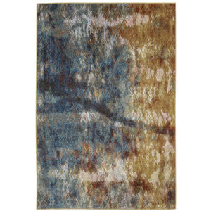 Oriental Weavers Venice 8123X Contemporary/Industrial Abstract Polypropylene Indoor Area Rug Blue/ Gold 9'10" x 12'10" V8123X300390ST