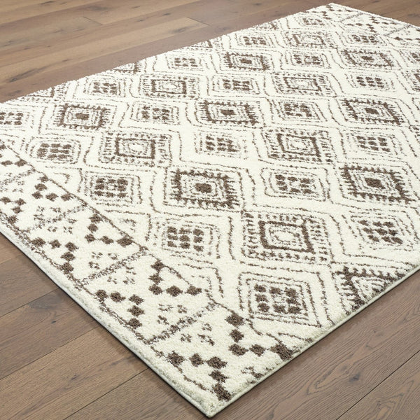 Oriental Weavers Verona 1330W Tribal/Southwestern Geometric Polyester Indoor Area Rug Ivory/ Brown 9'10" x 12'10" V1330W300390ST