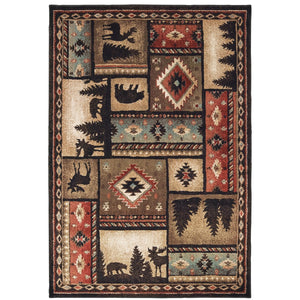 Oriental Weavers Woodlands 1041C Cabin/Lodge/Nature Southwest/Lodge Polypropylene Indoor Area Rug Black/ Multi 9'10" x 12'10" W1041C300390ST