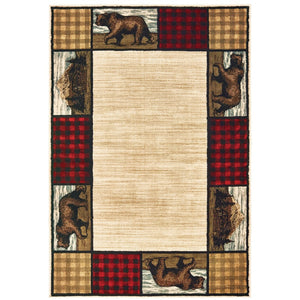 Oriental Weavers Woodlands 9603C Cabin/Lodge/Nature Southwest/Lodge Polypropylene Indoor Area Rug Ivory/ Multi 9'10" x 12'10" W9603L300390ST