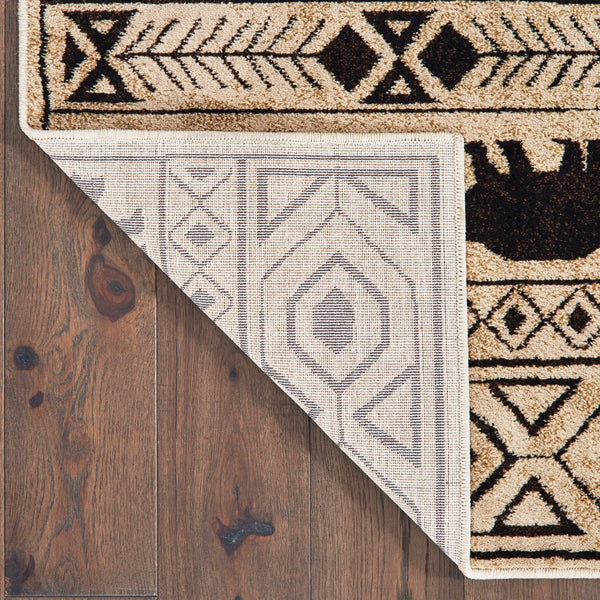 Oriental Weavers Woodlands 9651A Cabin/Lodge/Nature Southwest/Lodge Polypropylene Indoor Area Rug Ivory/ Black 9'10" x 12'10" W9651A300390ST