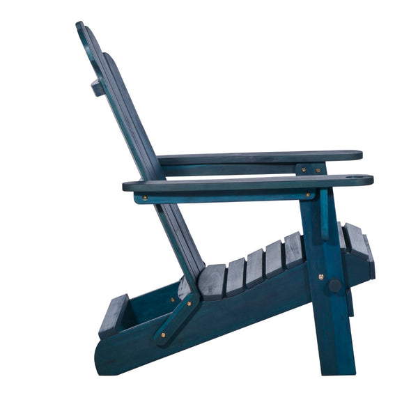 Walker Edison Patio Wood Adirondack Chair - Navy Blue Wash in Acacia Wood OWACKDBU 842158194602