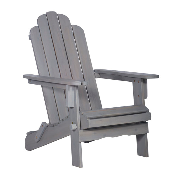Walker Edison Patio Wood Adirondack Chair - Gray Wash in Acacia Wood OWACKDGW 842158194596