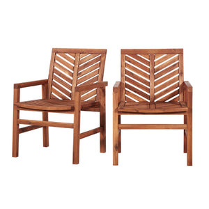 Walker Edison Patio Wood Chairs, Set of 2 - Brown in Solid Acacia Wood OWC2VINBR 842158185105