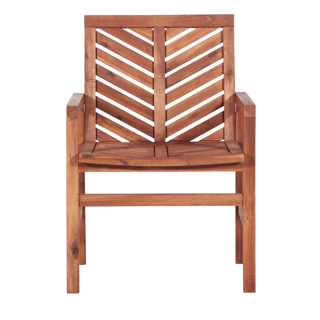 Walker Edison Patio Wood Chairs, Set of 2 - Brown in Solid Acacia Wood OWC2VINBR 842158185105