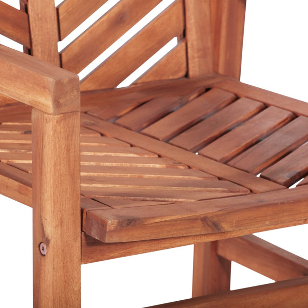 Walker Edison Patio Wood Chairs, Set of 2 - Brown in Solid Acacia Wood OWC2VINBR 842158185105