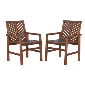 Walker Edison Patio Wood Chairs, Set of 2 - Dark Brown in Solid Acacia Wood OWC2VINDB 842158185099