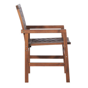 Walker Edison Patio Wood Chairs, Set of 2 - Dark Brown in Solid Acacia Wood OWC2VINDB 842158185099