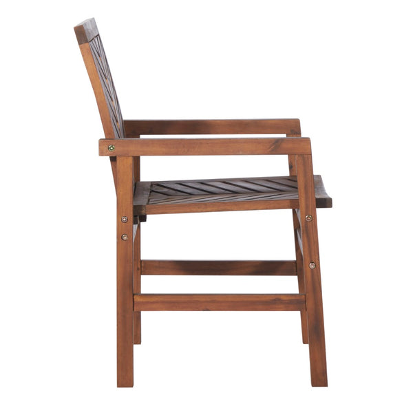 Walker Edison Patio Wood Chairs, Set of 2 - Dark Brown in Solid Acacia Wood OWC2VINDB 842158185099