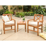 Patio Conversation Set - Brown in Acacia Wood, Polyester