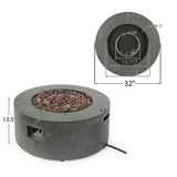 Wellington Outdoor Round Fire Pit with Tank Holder, Concrete