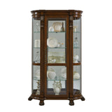 Lighted Curved Front 4 Shelf Curio Cabinet in Maple Brown