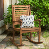 Walker Edison Solid Acacia Wood Outdoor Patio Rocking Chair - Brown in Solid Acacia Wood OWRCBR 842158103697