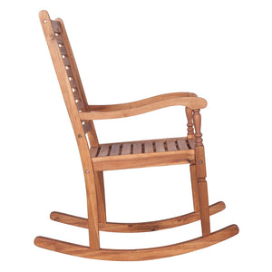 Walker Edison Solid Acacia Wood Outdoor Patio Rocking Chair - Brown in Solid Acacia Wood OWRCBR 842158103697