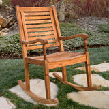Walker Edison Solid Acacia Wood Outdoor Patio Rocking Chair - Brown in Solid Acacia Wood OWRCBR 842158103697