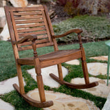 Walker Edison Solid Acacia Wood Outdoor Patio Rocking Chair - Dark Brown in Solid Acacia Wood OWRCDB 842158103703