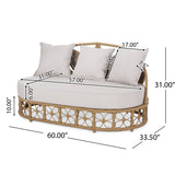 Noble House Shane Outdoor Wicker Daybed with Pillows, Light Brown and Beige