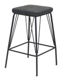 Zuo Modern Samuel 100% Polyurethane, Plywood, Steel Modern Commercial Grade Barstool Set - Set of 2 Vintage Black, Black 100% Polyurethane, Plywood, Steel