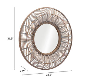 Zuo Modern Toto Rattan, Fir Wood, MDF, Glass Modern Commercial Grade Mirror Antique Gold Rattan, Fir Wood, MDF, Glass