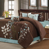 Bliss Garden brown king 8 Piece Comforter Set,