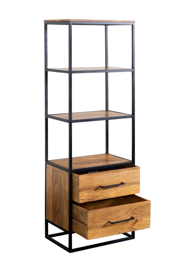 Porter Designs Delancy Solid Wood Industrial Bookcase Brown 09-116-28-3264
