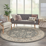 Nourison Living Treasures LI16 Persian Machine Made Loom-woven Indoor only Area Rug Grey/Ivory 7'10" x ROUND 99446738578