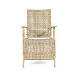 Hartwell Outdoor Wicker Lounge Chair with Ottoman, Light Brown and Light Multibrown